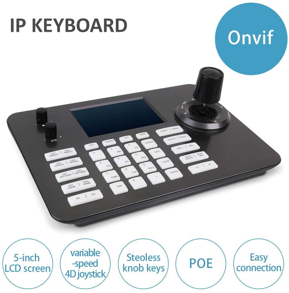 PTZ Controller, SMTAV PTZ Controller,4D Joystick Onvif PTZ Controller with 5 inch LCD support POE