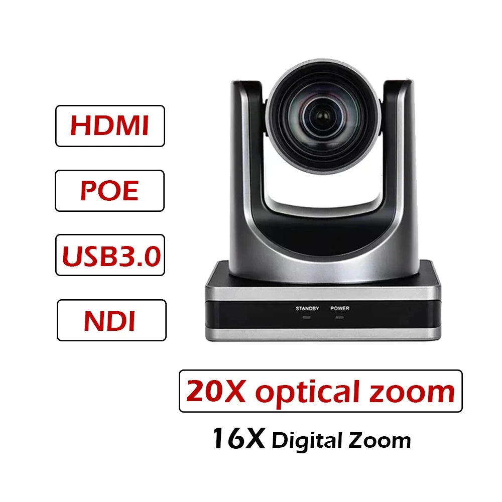 SMTAV 12X/20X Optical Zoom PTZ POE Camera 1080P with USB 3.0 Outputs  Live Streaming Camera  for Broadcast Conference Events