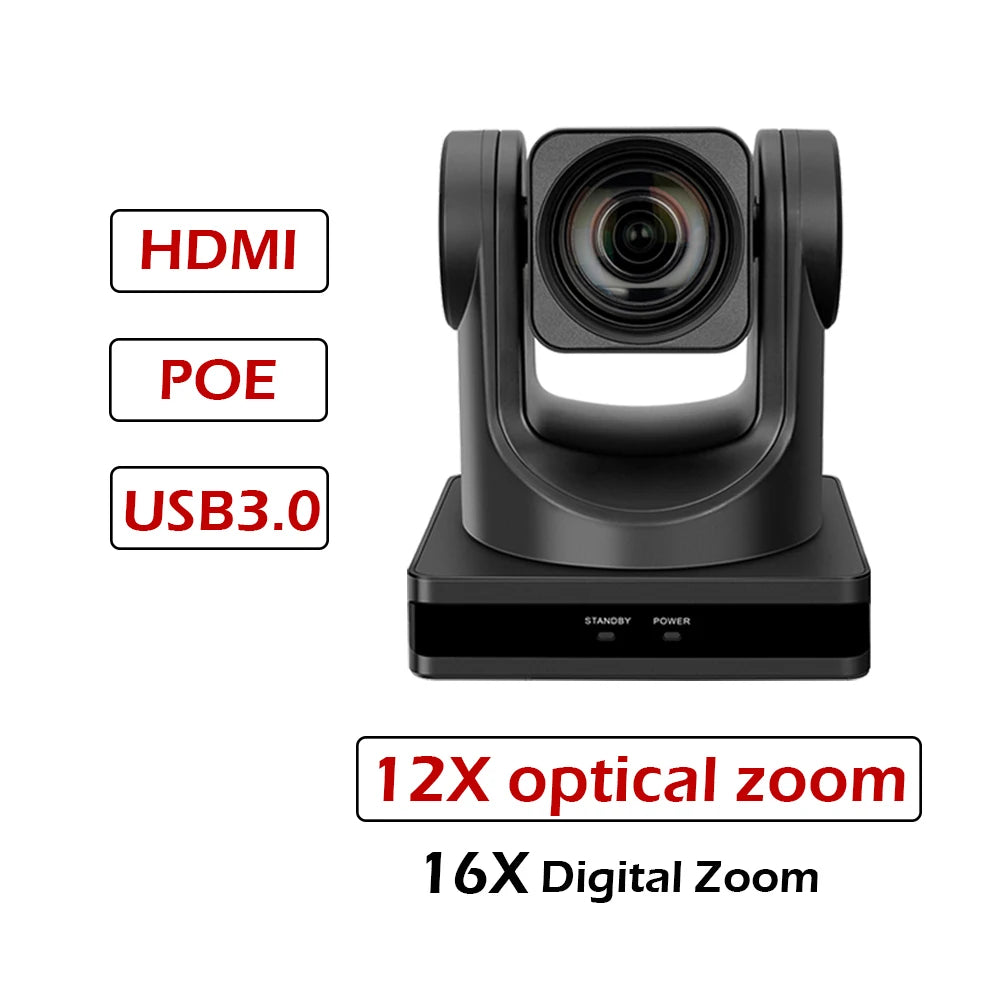 SMTAV 12X/20X Optical Zoom PTZ POE Camera 1080P with USB 3.0 Outputs  Live Streaming Camera  for Broadcast Conference Events