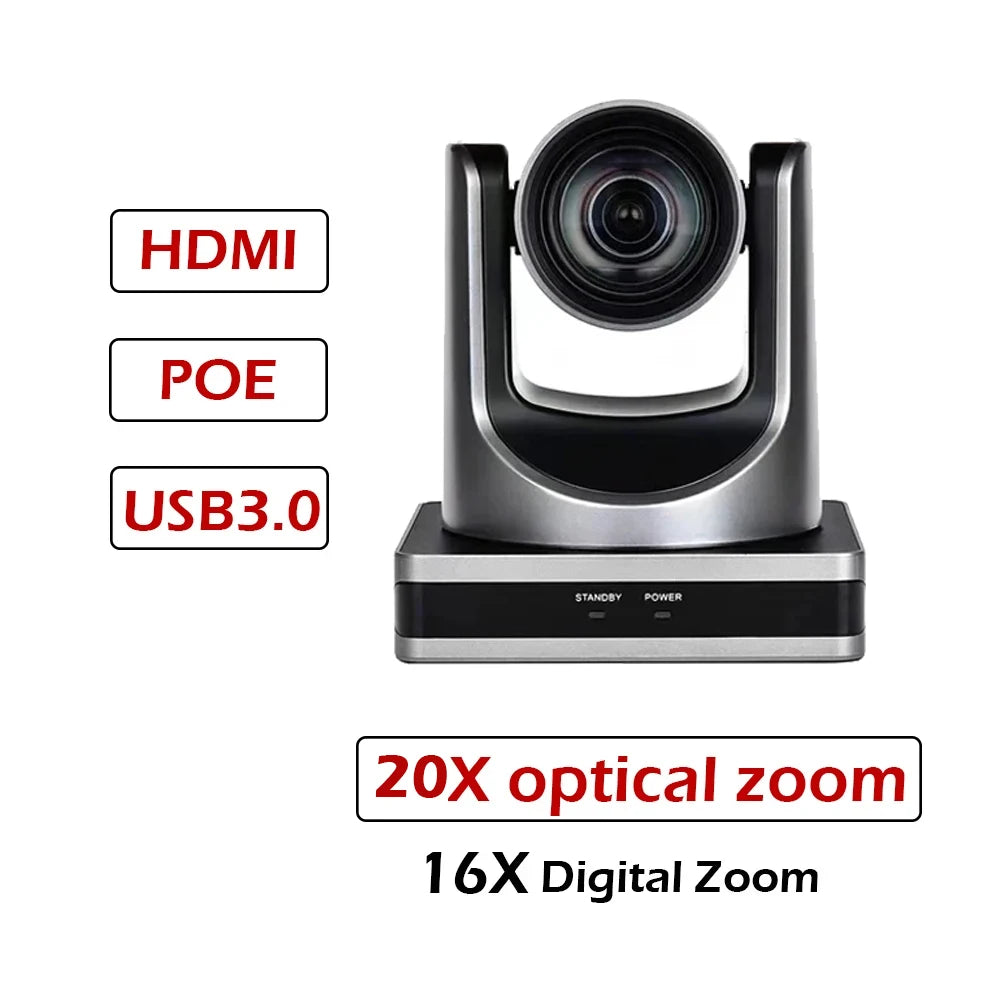 SMTAV 12X/20X Optical Zoom PTZ POE Camera 1080P with USB 3.0 Outputs  Live Streaming Camera  for Broadcast Conference Events